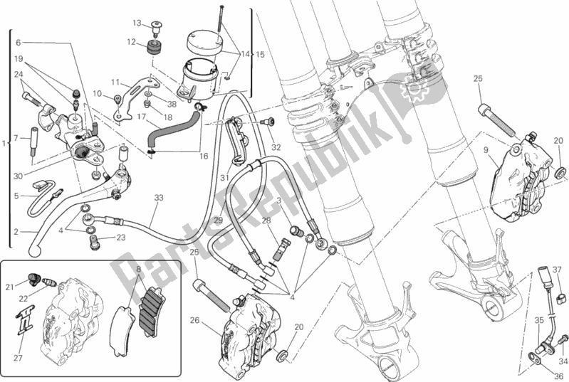 All parts for the Front Brake System of the Ducati Superbike 1199 Panigale S USA 2012